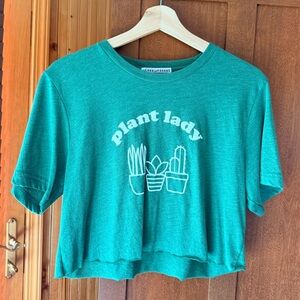 Plant Lady Cropped T-shirt Green Size Medium